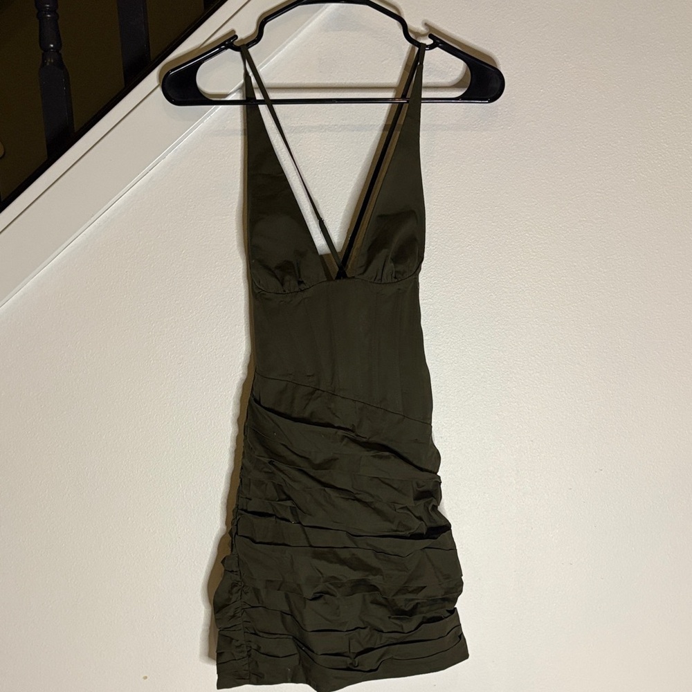 Zara Khaki Green Strappy Dress